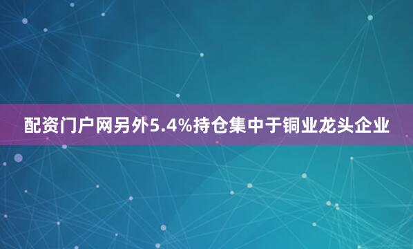 配资门户网另外5.4%持仓集中于铜业龙头企业